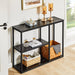 Black Marble Console Table with Storage Shelves