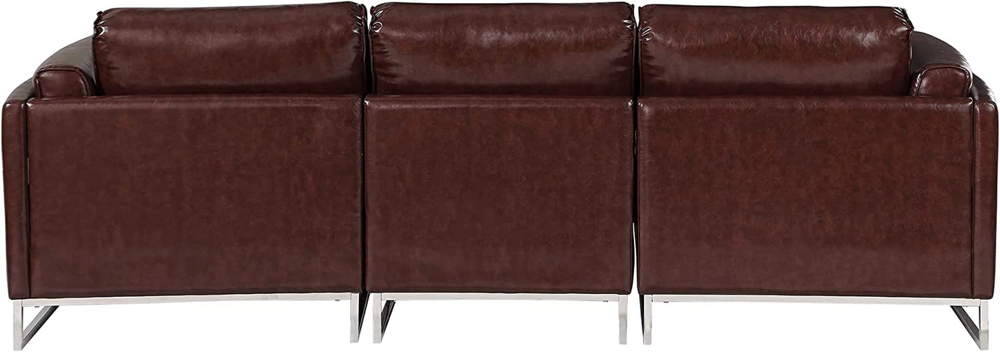 Modern Leather L-Shape Sectional Sofa, Right Chaise