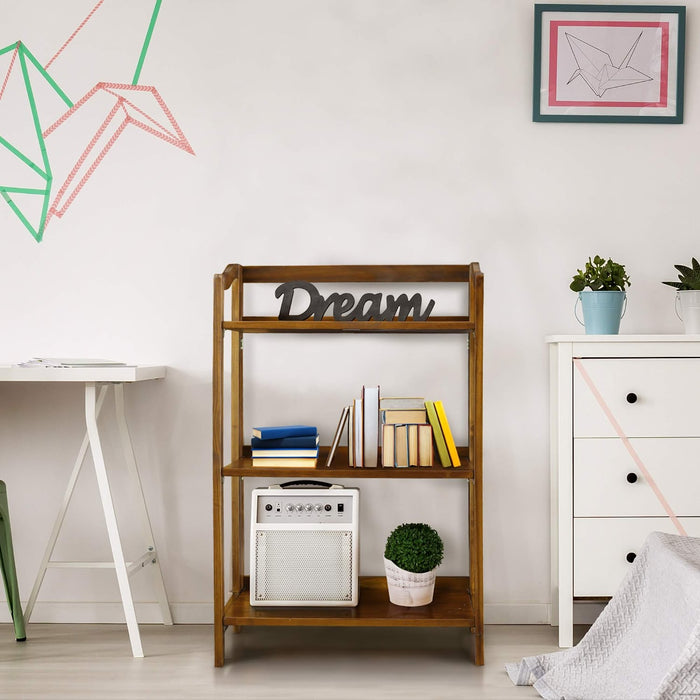 Folding Bookcase in Warm Brown Finish