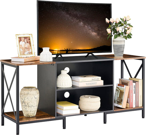 Rustic 3-Tier TV Stand with Storage Shelves