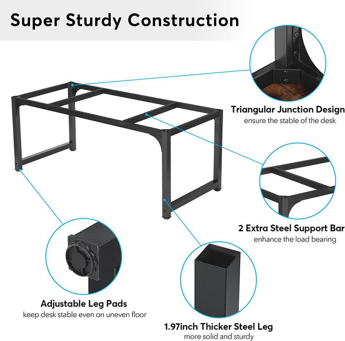 Large Rustic/Black Office Desk for Home