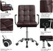 Modern Brown Leather Office Chair with Casters