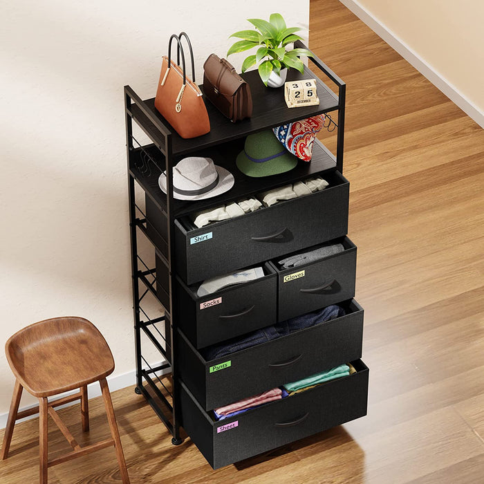 Dark Grey Dresser with 5 Drawers