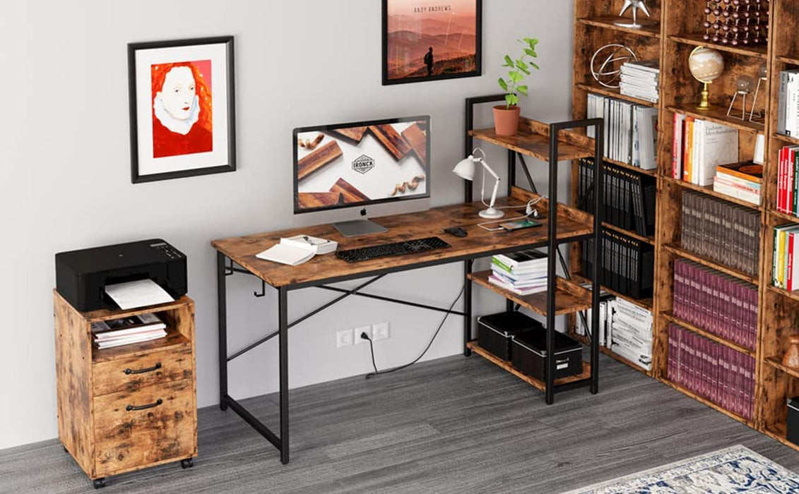 Rustic Brown Desk with Power & Storage