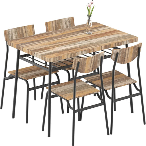 Industrial Rectangular Table and Chairs Set for 4