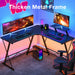 Black L-Shaped Gaming Desk with Monitor Stand