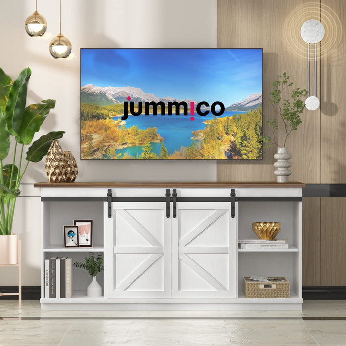 65-Inch Farmhouse TV Stand with Sliding Barn Doors