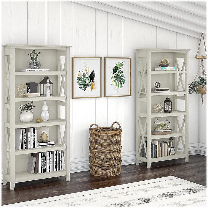 Linen White Oak Bookcase Set by Bush Furniture