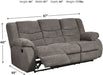 Ashley Tulen Modern Reclining Sofa in Gray