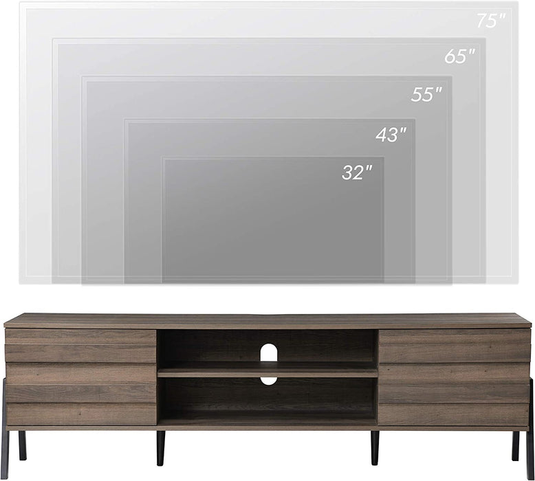 Wooden TV Console with 4 Storage Shelves