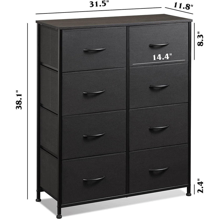 Fabric Storage Tower with 8 Drawers, Charcoal Black