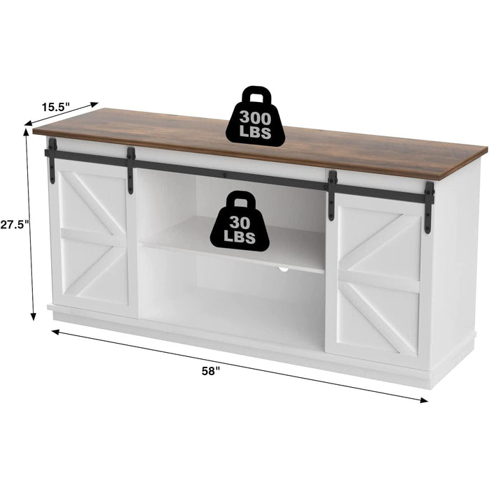65-Inch Farmhouse TV Stand with Sliding Barn Doors