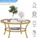 Gold 2-Tier Glass Top Coffee Table with Storage