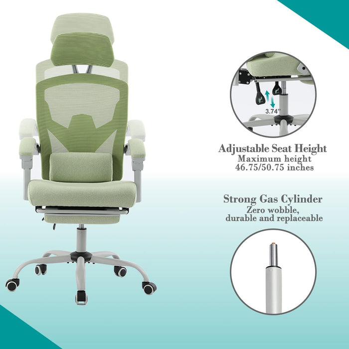 Ergonomic Reclining Mesh Office Chair with Accessories