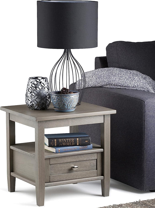 Warm Shaker Solid Wood Rectangle End Table - Farmhouse Grey