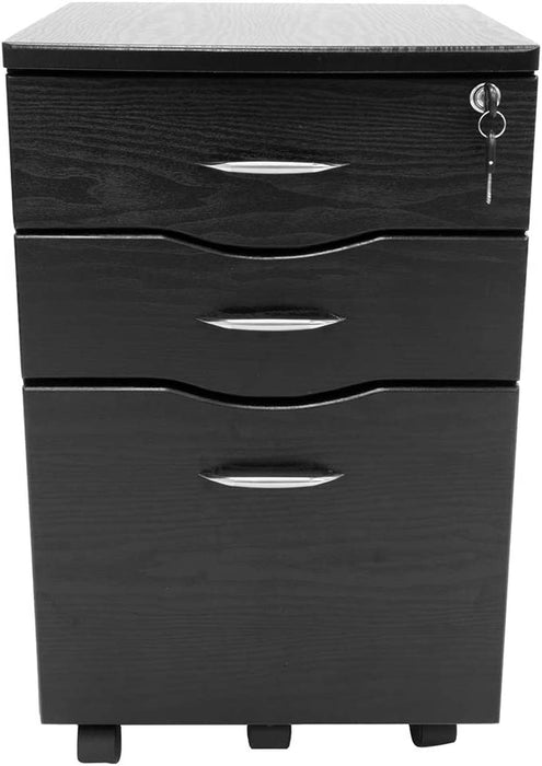 Espresso Rolling Storage and File Cabinet