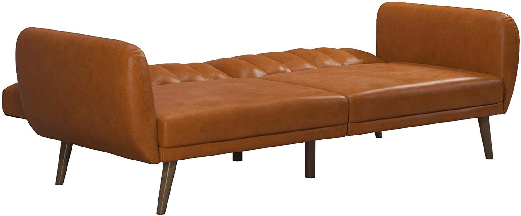 Convertible Camel Faux Leather Sofa - Brittany Futon
