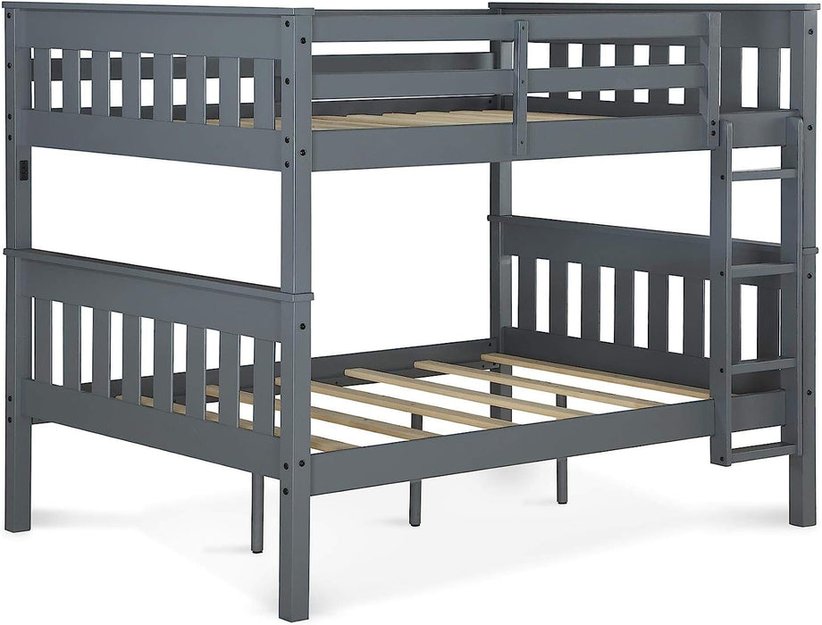 Full over Full Bunk Bed W/ USB Port, Gray