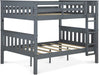 Full over Full Bunk Bed W/ USB Port, Gray