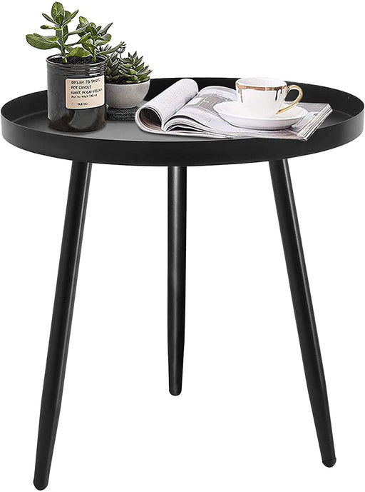 Black Modern Side Table with 3 Gold Legs