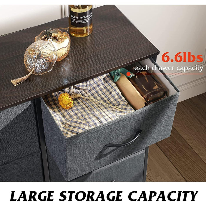 6 Drawer Dark Grey Fabric Dresser