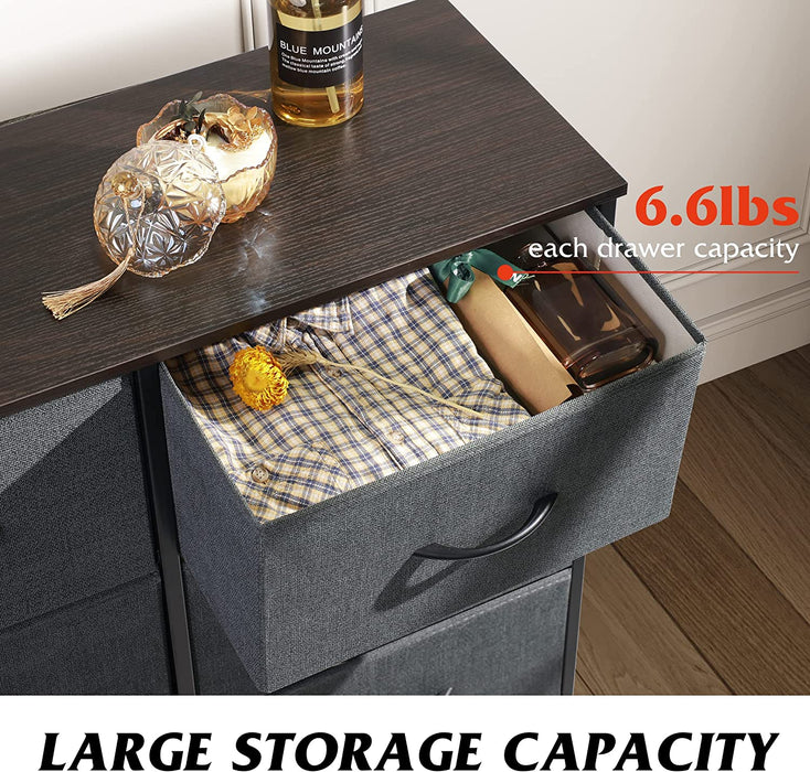 6 Drawer Dark Grey Fabric Dresser