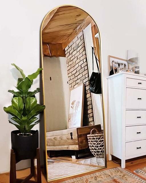 Glassless Gold Full Length Floor Mirror with Stand