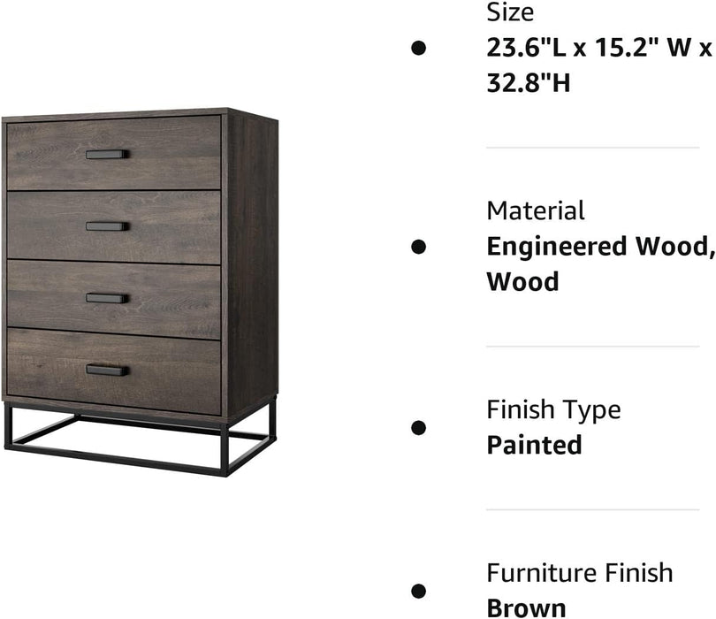 Chest of Drawers, Dark Brown, Wood, Easy Assembly