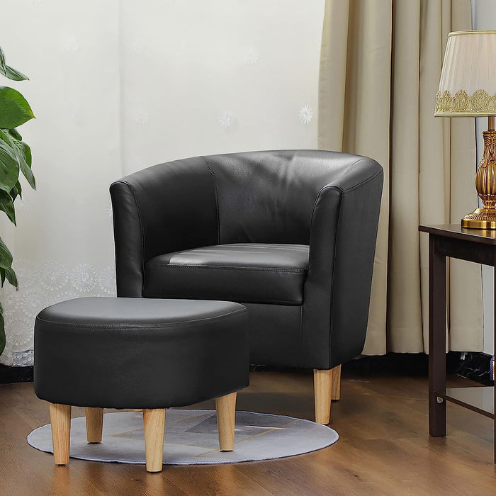 Mid Century Modern Faux Leather Accent Chair