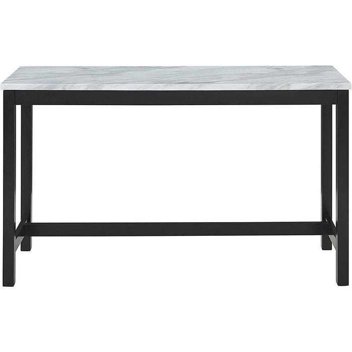 Blue Velvet Bar Table with 3 Stools, Faux Marble