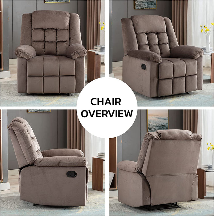 Oversized Classic Manual Recliner Sofa (Brown)