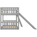 Grey Low Twin Bunk Bed with Slide and Ladder