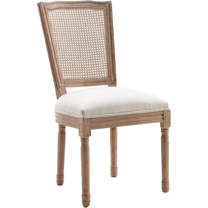 Set of 4 French Country Rattan Back Dining Chairs