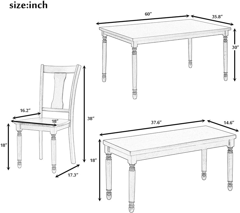 Dining Table Set for 6, 6 Piece Wood Kitchen Table Set