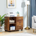 Walnut 2-Drawer File Cabinet with Wheels and Shelves
