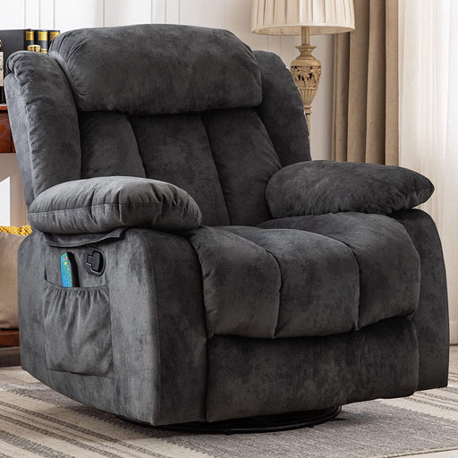 Massage Swivel Rocker Recliner Chair, Grey