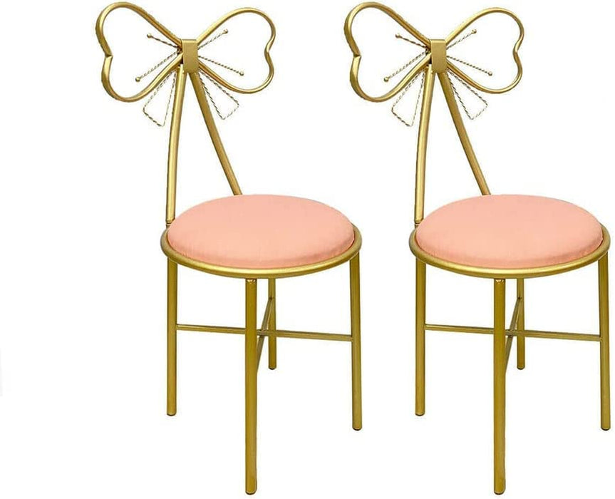 Bow Vanity Chair Set, Princess Makeup Stool (Pink)