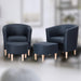 Navy Blue Mid Century Accent Chair with Ottoman