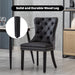 Black and Dark Grey Velvet Dining Chairs Set of 6 with Nailhead Trim and Pull Ring