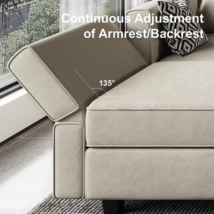 Grey Velvet U-Shaped Modular Sofa with Storage