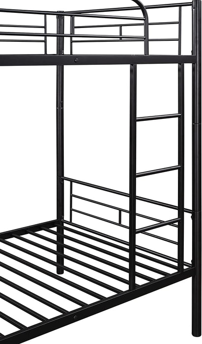 Twin over Twin Metal Bunk Bed with Ladder, Black