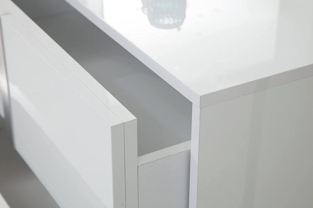 ″N/A″ Roma Glossy Dresser & Mirror, White