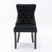 Set of 2 Black Upholstered Accent Chairs, Button Tufted, Armless, Back Ring Pull, Nailhead Trim, 20″ Seat Height