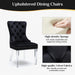 Velvet Tufted Dining Chairs Set of 2, Acrylic Legs, Black