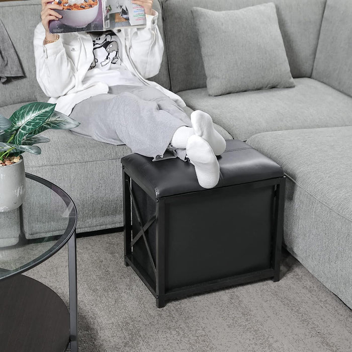 Removable Faux Leather Ottoman Cube with Lid