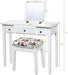 White Vanity Set with Flip Top Mirror and Drawers