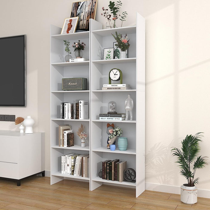 White 6-Tier Bookshelf for Home Display Storage