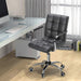 Grey Leather Office Chair with Armrests and Wheels