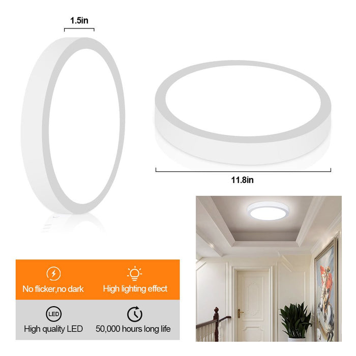 5 Packs  11.81" 24W Modern LED Flush Mount Ceiling Light round Panel Lights Cold White 5000K for Hallway Kitchen Bedroom Study