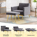 Grey Velvet Accent Chair with Ottoman and Armrests